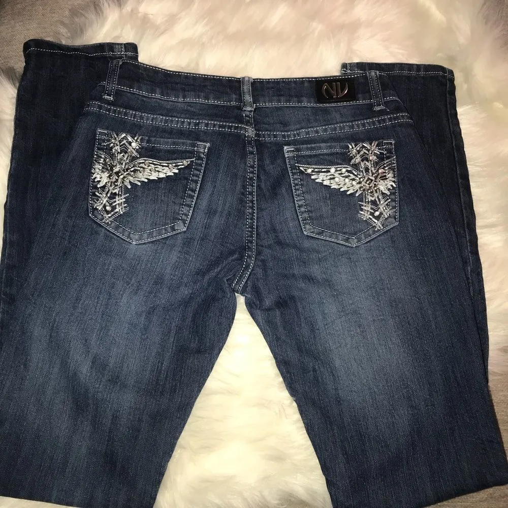 ✨HP✨Embellished Wing Cross Low Rise Skinny Jeans✨ Blue Size undefined - Image 4