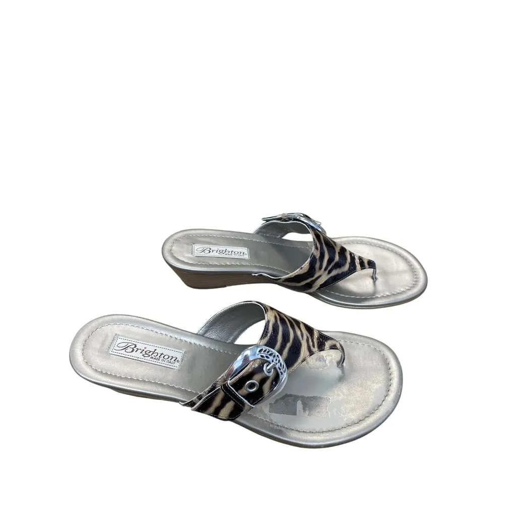 Brighton Womens Zebra Print Patent Leather Thong Sandals SZ 8.5M SKU 9450 - Image 4