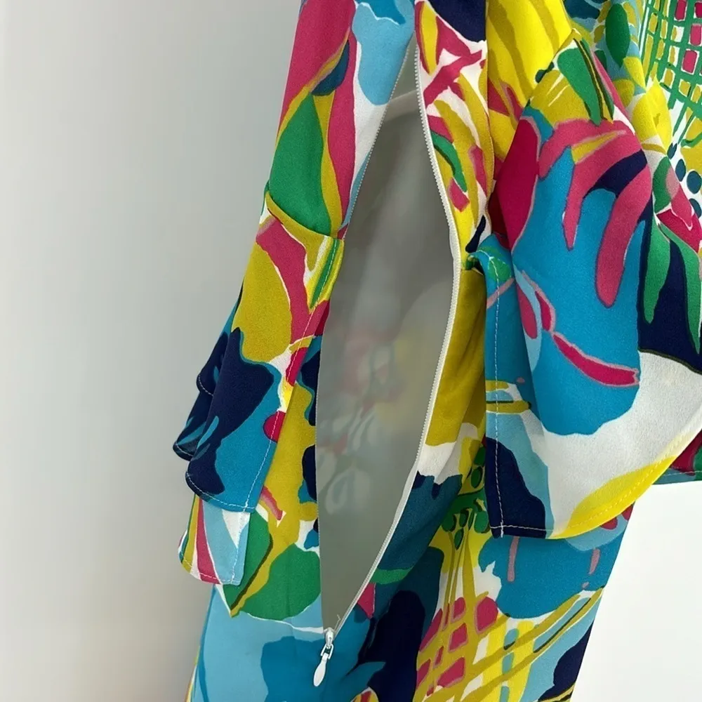 J. Crew Factory Tropical Printed Ruffle Cami Slip Dress Women’s Size 0 - Image 8