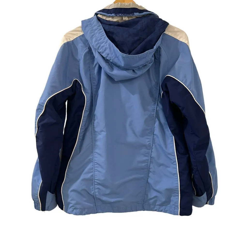 COLUMBIA Coat Womens Medium Blue Full Zip Hood Insulated interchange Core Ladies - Image 13