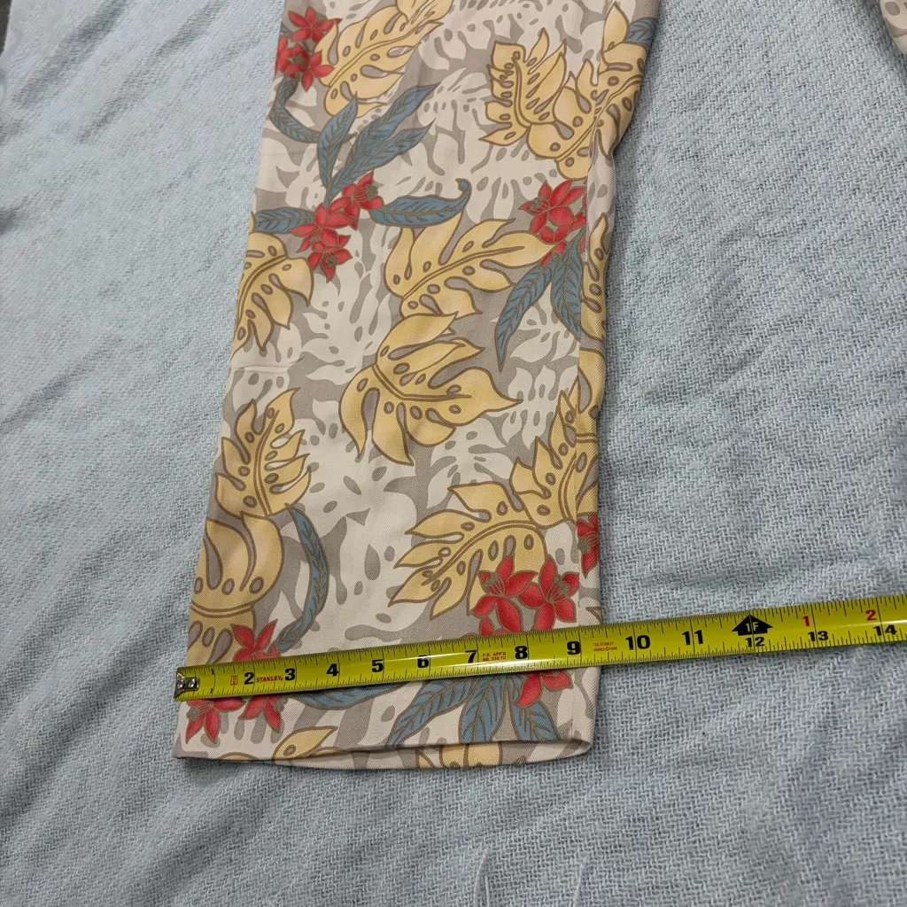 August Silk 100% Silk Leaf Pattern Pants Sz M Boho Peasant Contemprorary Retro - Image 10