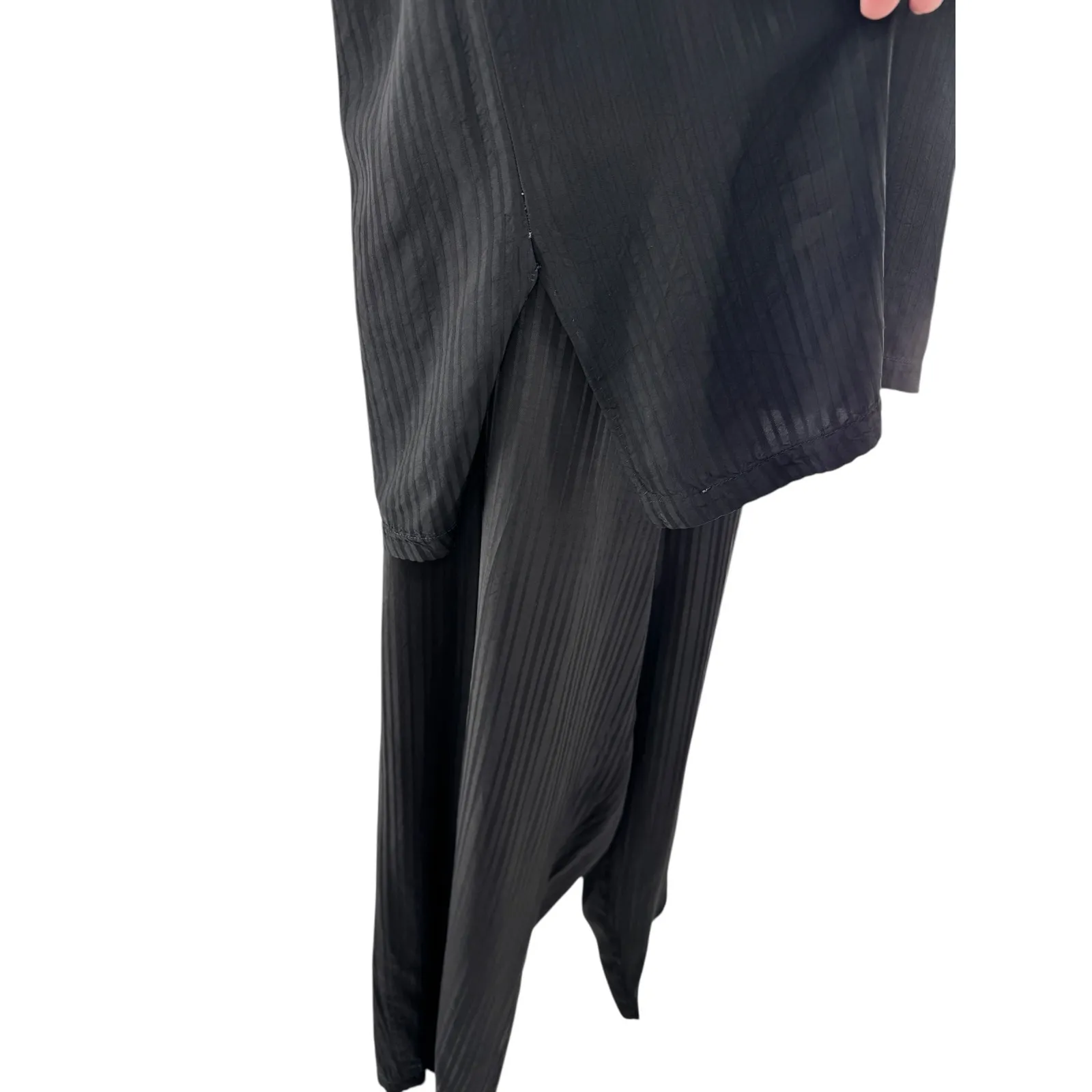 Tom Tom California Black Pleated 2 Piece Set Bemberg Lounge Outfit Made in USA L Size L - Image 7