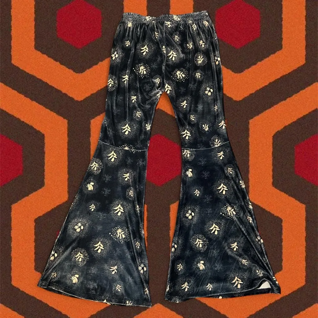RARE Glitter Skies Lac-Up Flare Bell Bottoms Pants - Image 6