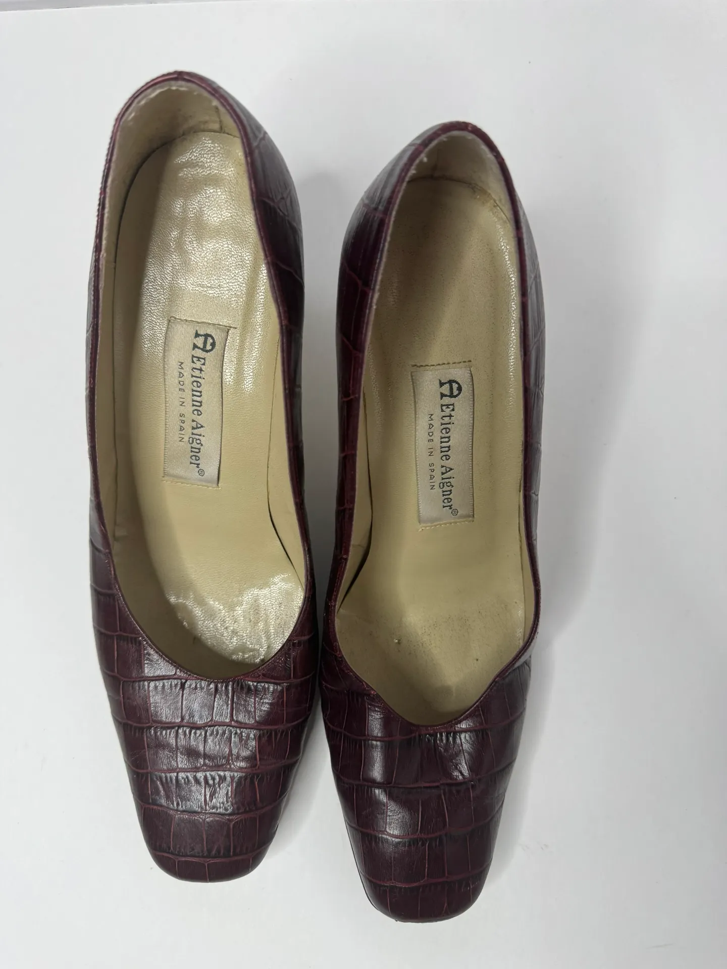 'Valencia'Burgundy Faux Alligator Leather 3 "Heels Size 9M - Image 3