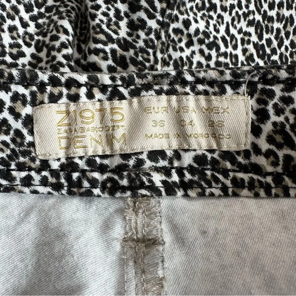 Zara Basic Denim Z1975 Leopard Skinny Jeans, Size 4 - Image 9