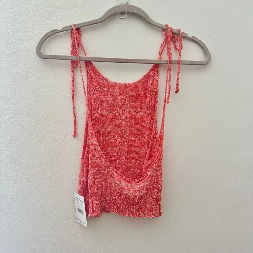 Free People Women’s Bombshell Knit Tie-Shoulder Tank - Orange, XS NEW - Image 7
