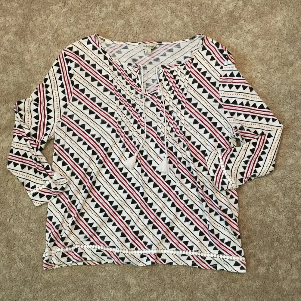 Lucky Brand Rhythm Tassel Blouse - L - Image 3