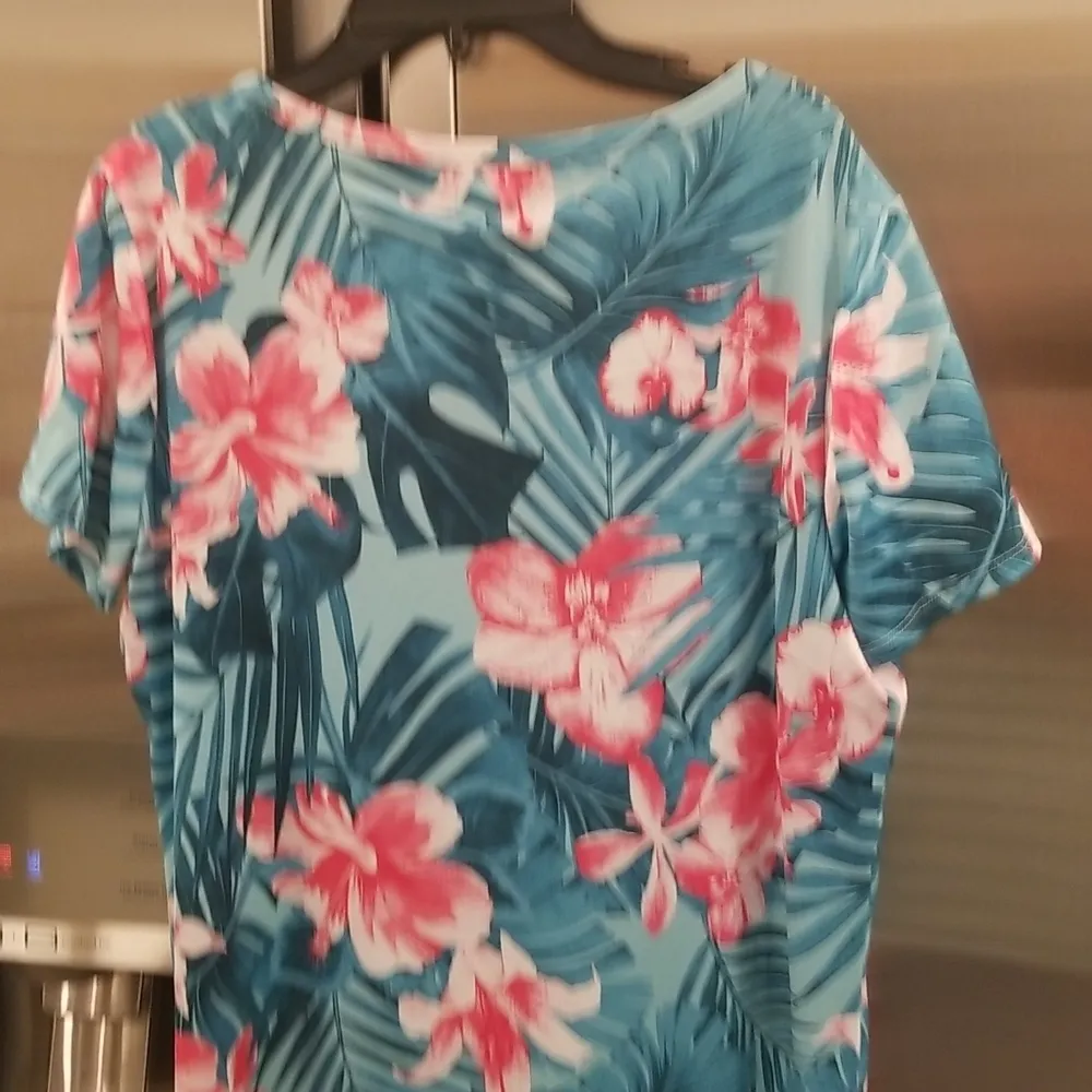 💕CARIBBEAN JOE💕 V-neck Embellished Dress ~ Tropical Floral Print Medium M NWT - Image 7