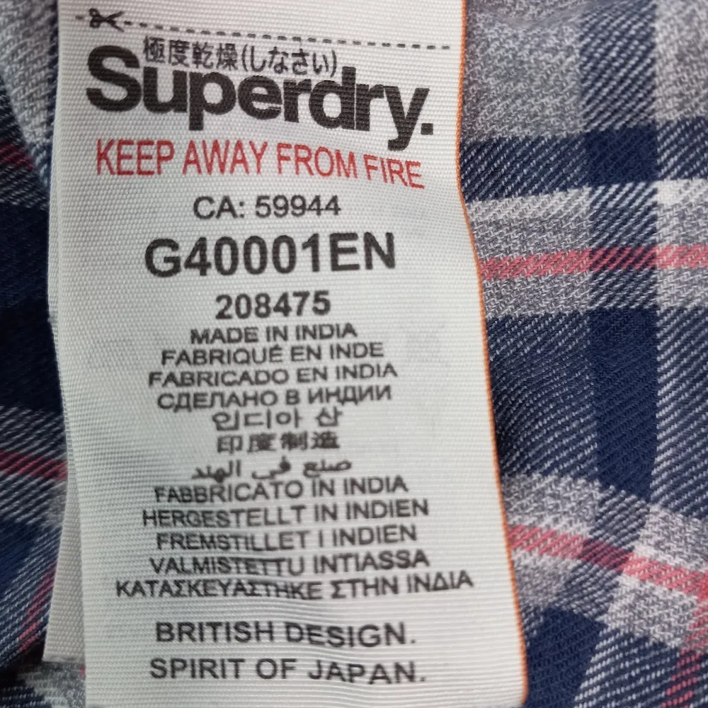 Superdry S Plaid Flat Cotton Flannel Shirt - Blue, Gray & Pink - Image 12