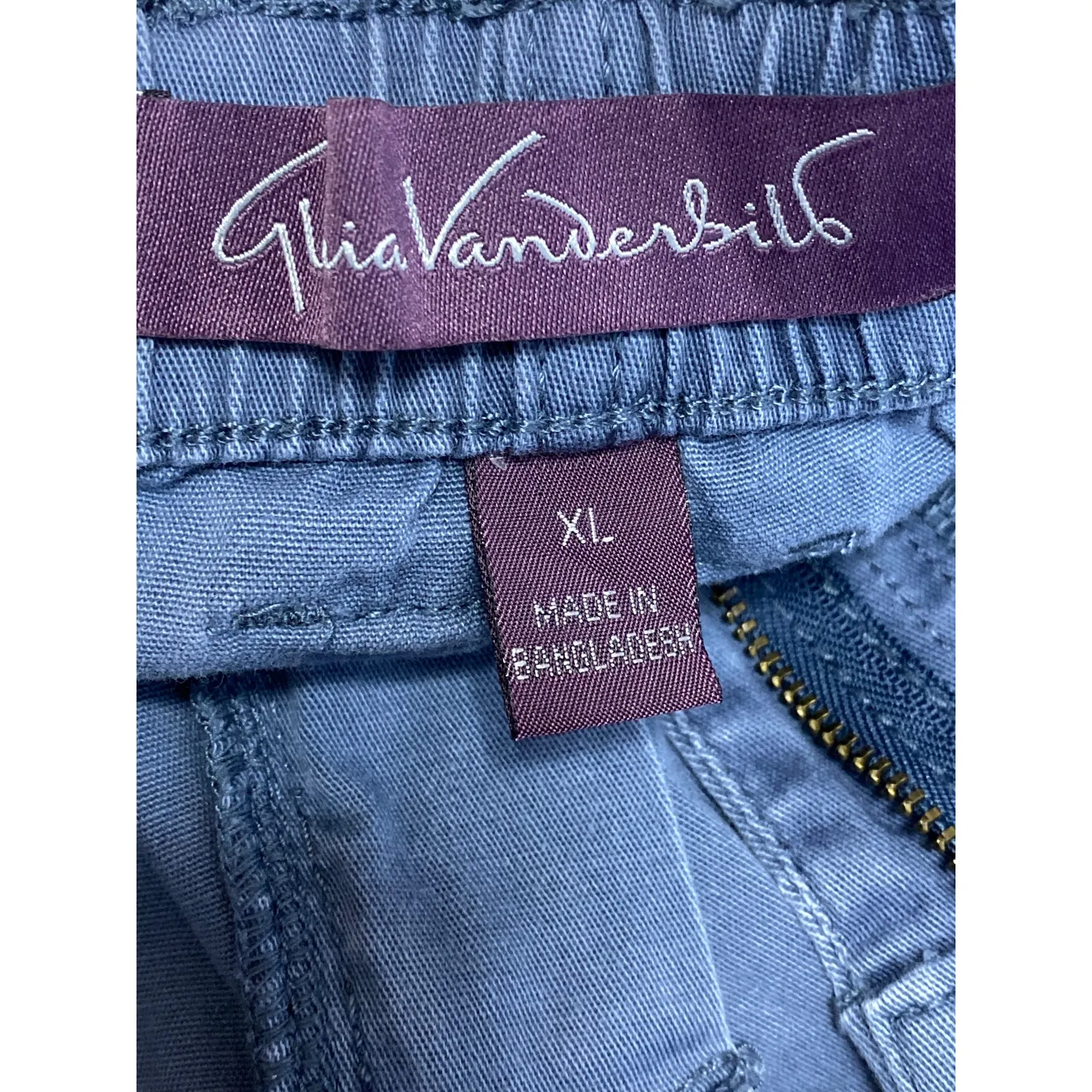 Gloria Vanderbilt Womens Gray Blue Twill High Waisted Wide Leg Utility Shorts XL - Image 3