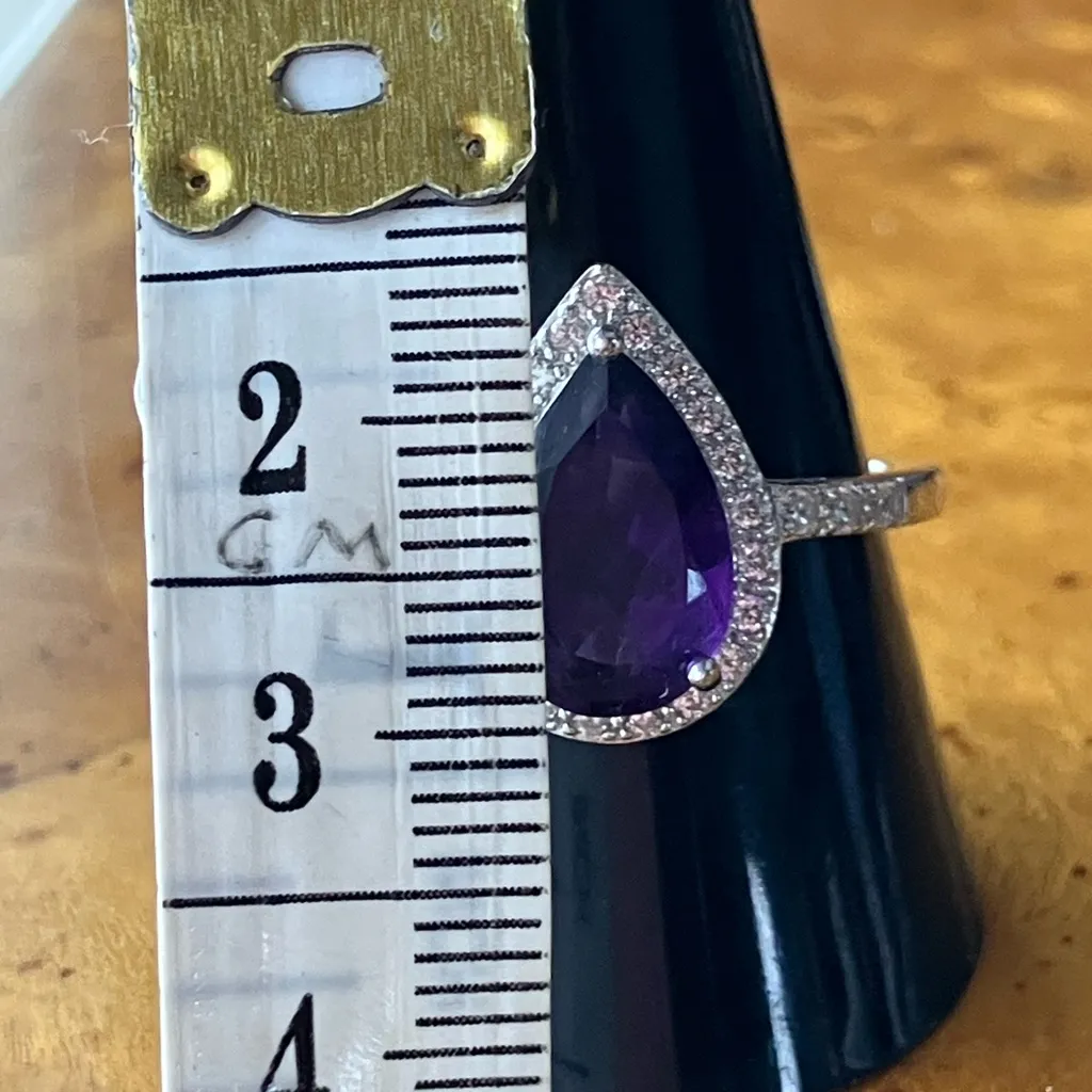 African Amethyst Sterling Silver Ring Size 10 - Image 8