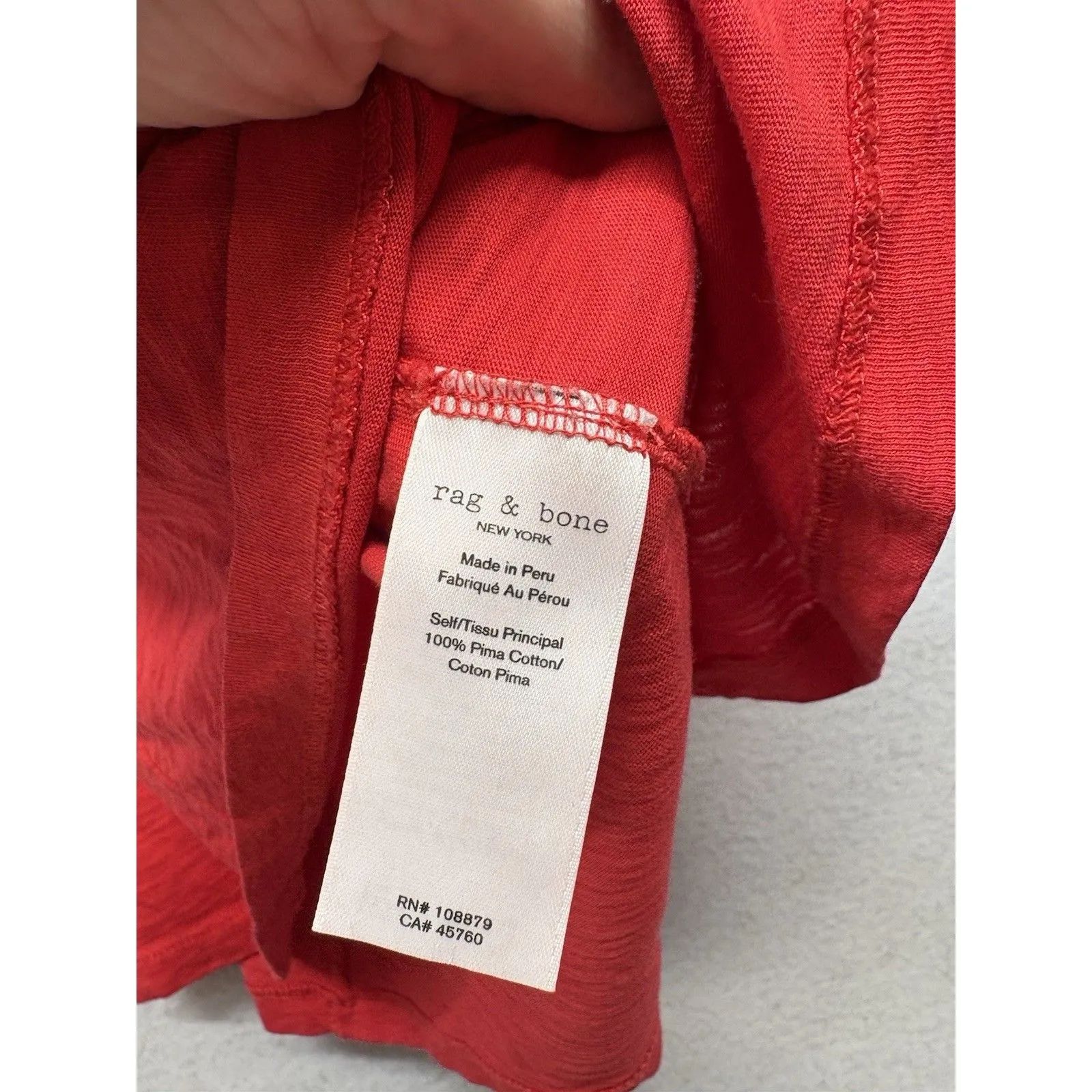 Rag & Bone Shirt Womens Small Red Short Sleeve 100% Pima Cotton Round Heather - Image 3