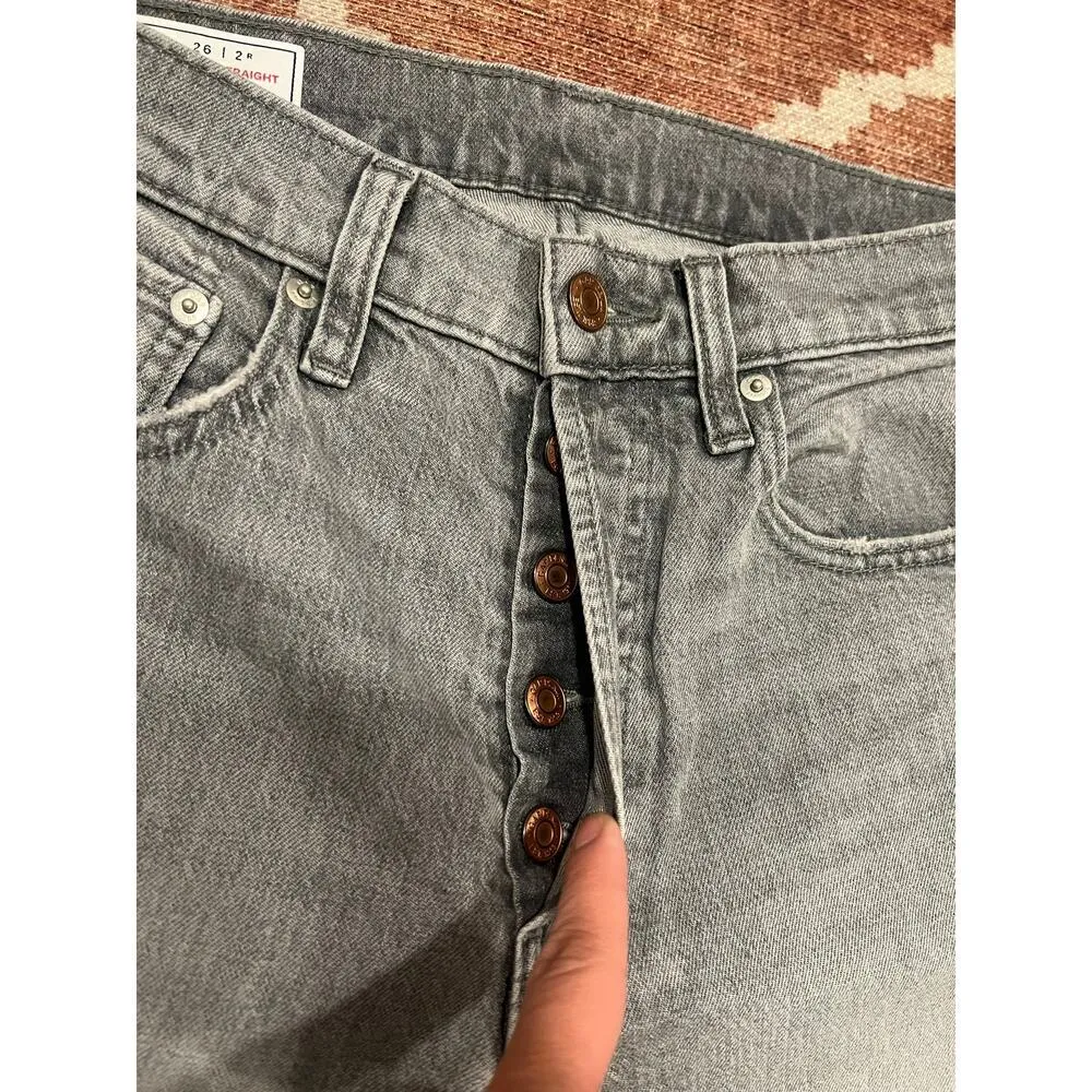 Womans GAP Cheeky Straight High Rise Jeans Size 2 Gray - Image 3