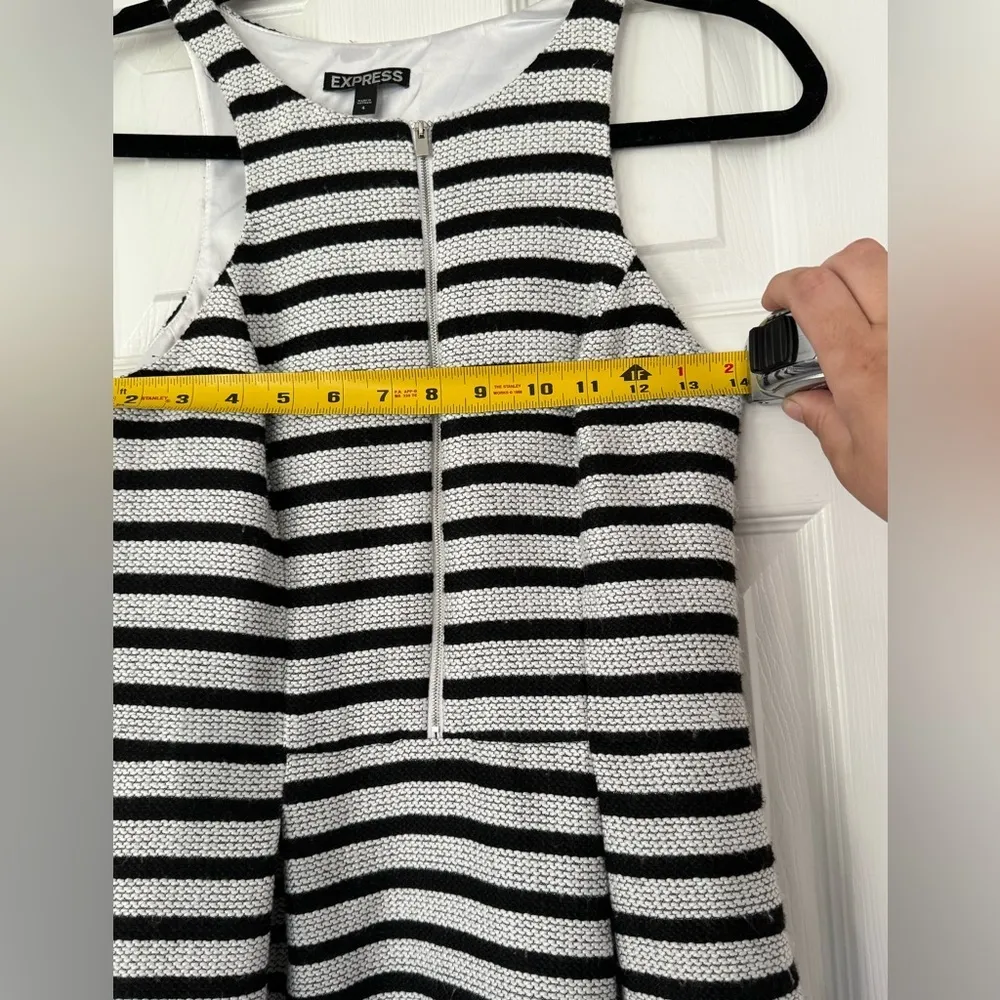 EXPRESS Women’s Sleeveless knit Black & White Striped Fit & Flare Dress 4 - Image 6