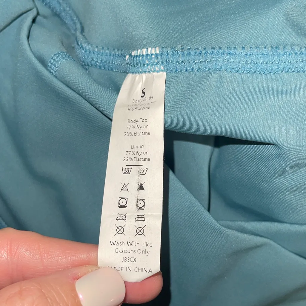 Breezeful High Waisted Crossover 2-in-1 Quick Dry Yoga Running Shorts Blue S - Image 4