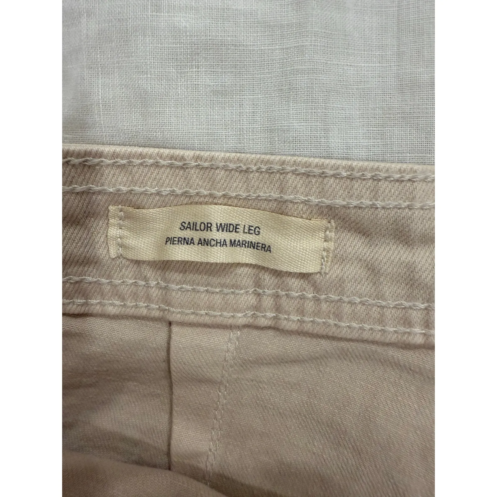 Universal Thread Ankle Jeans Womens 12 Beige Cotton Sailor Wide Leg Relaxed Fit - Image 8