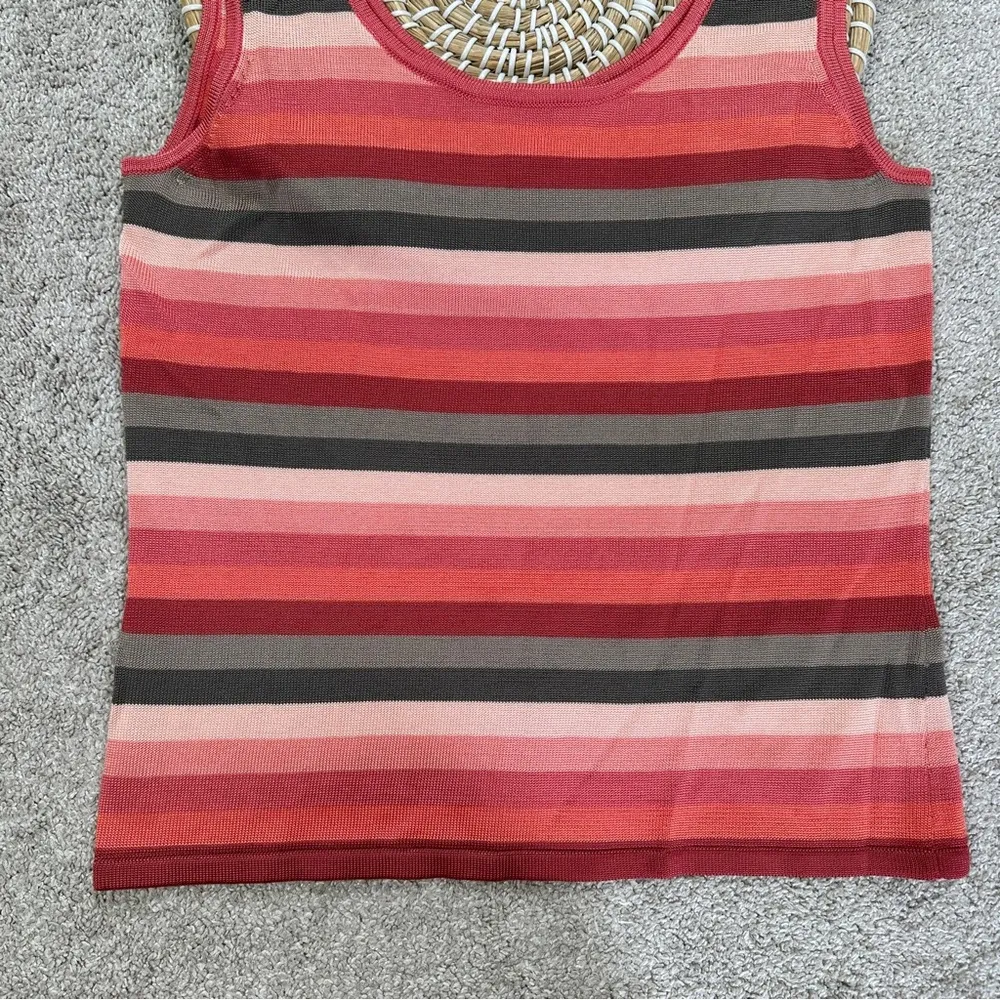 Talbots Women’s Vintage Y2K Striped Retro Knit Tank Top Sleeveless Multicolor S - Image 3