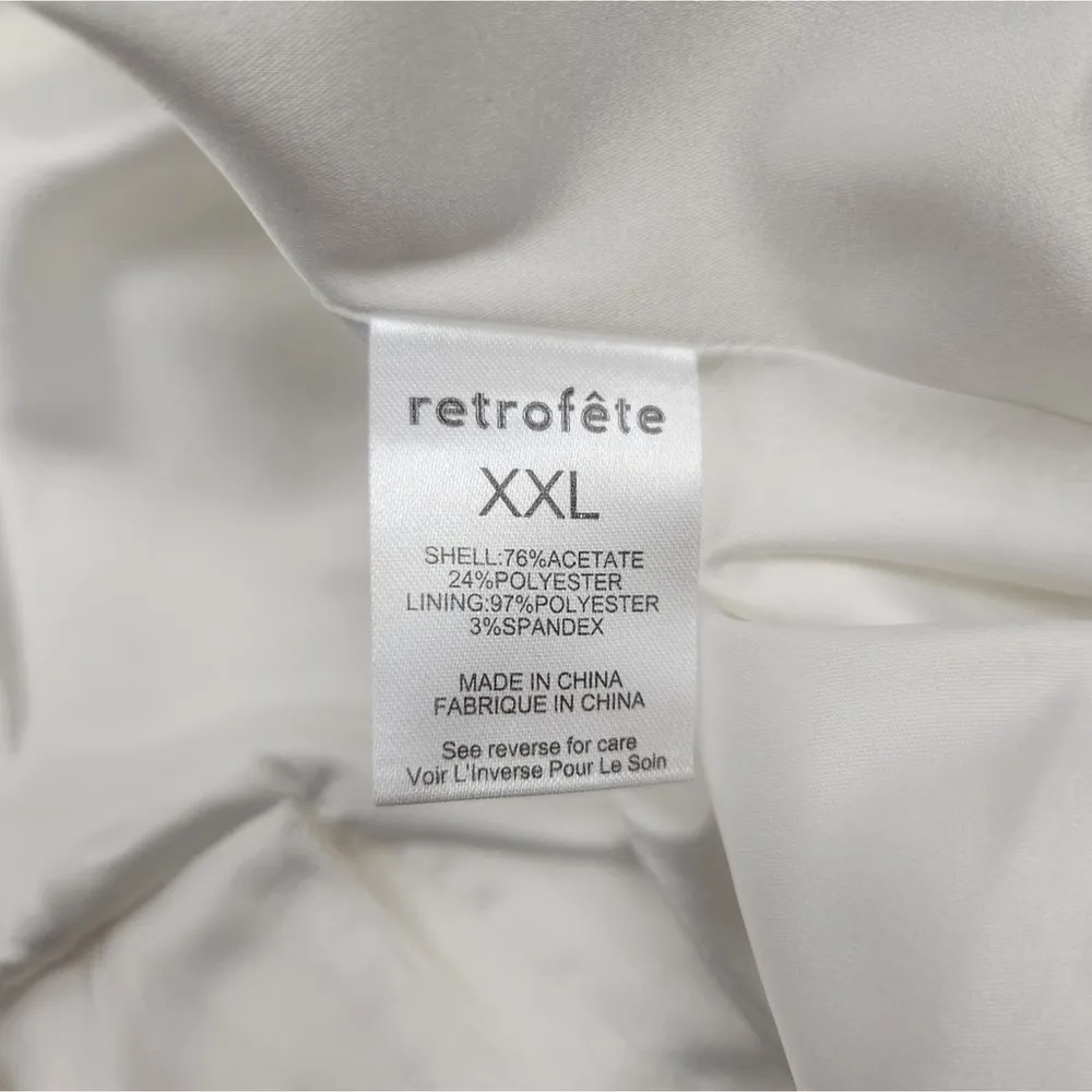 Retrofete Saige Double Breasted Blazer in Ivory Size XXL NWT Satin Gold Button - Image 13