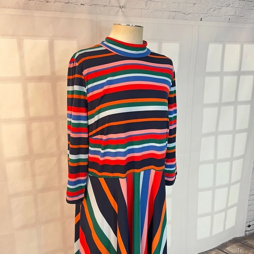 Eloquii colorful striped mock neck 3/4 sleeve dress size 16 - Image 3