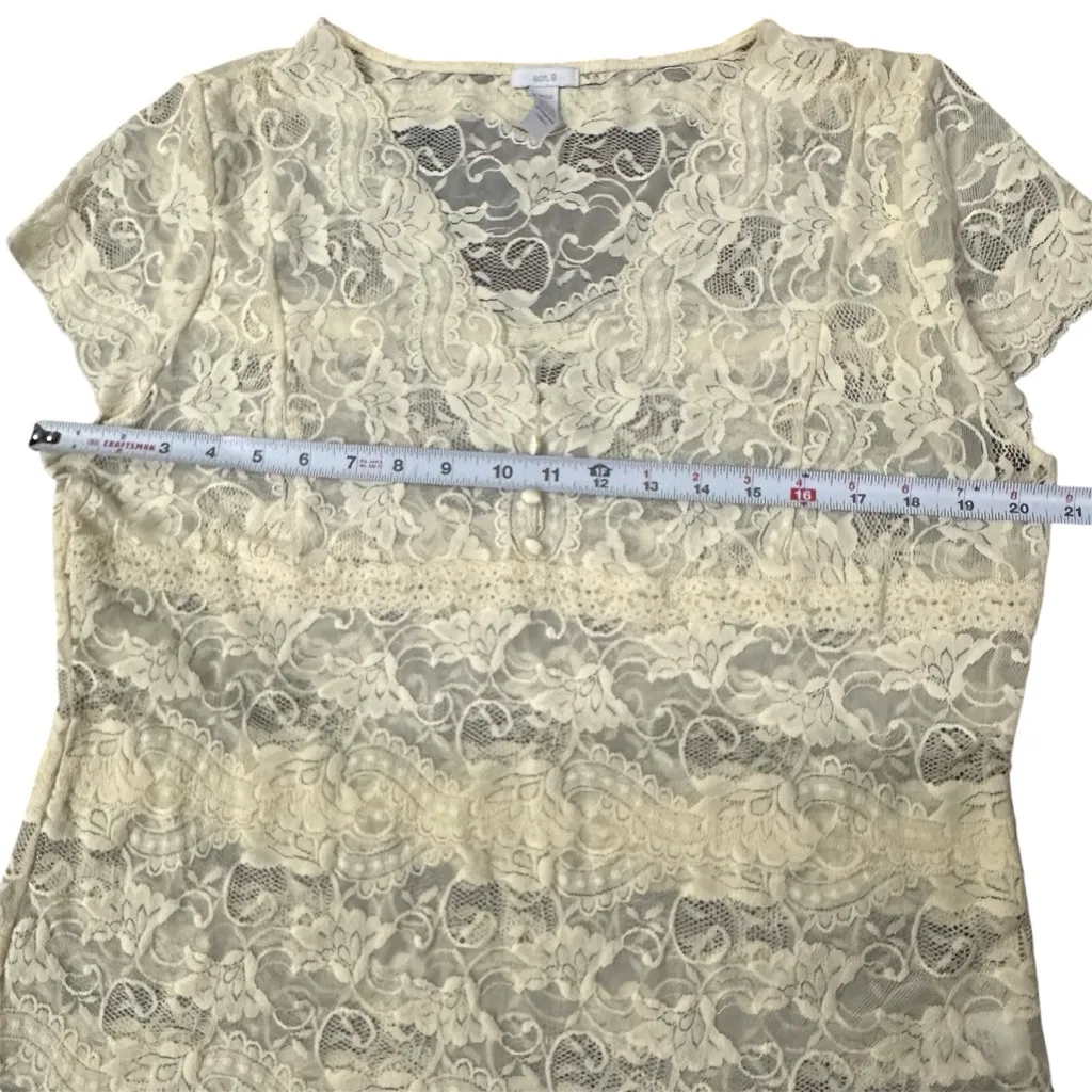 Apt 9 Womens Y2K Lace Babydoll Top Size XL Yellow‎ Dainty Fairy Romantic - Image 3