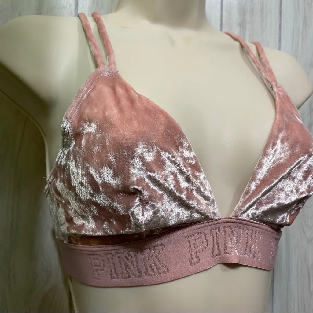 Victoria’s Secret PINK Strappy Velvet Triangle Bra size S Small - Image 3
