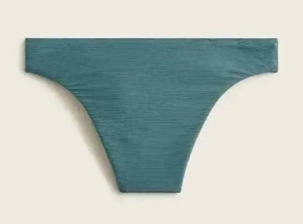 J. Crew Teal Ribbed High Rise Cheeky Bikini Bottom 3X NWT 80s High Cut Leg - Image 2