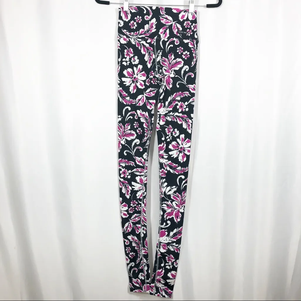 Savage Swim OG Custom High Rise Leggings Tights: Floral Tropical Hawaiian Aloha Black Size XS - Image 3