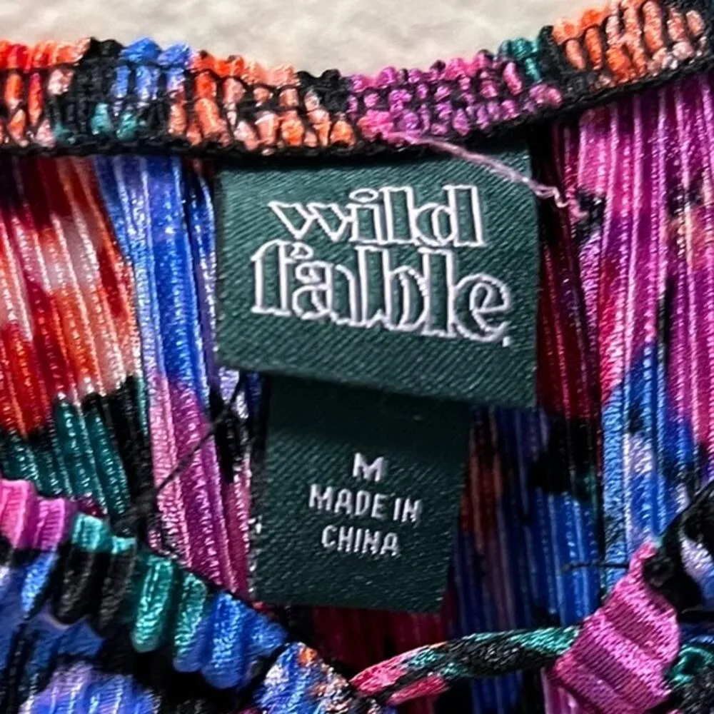 Wild Fable Long Sleeve Floral Coloful Crop Top Cinched Bell Sleeve Tie Bust Sz M - Image 6