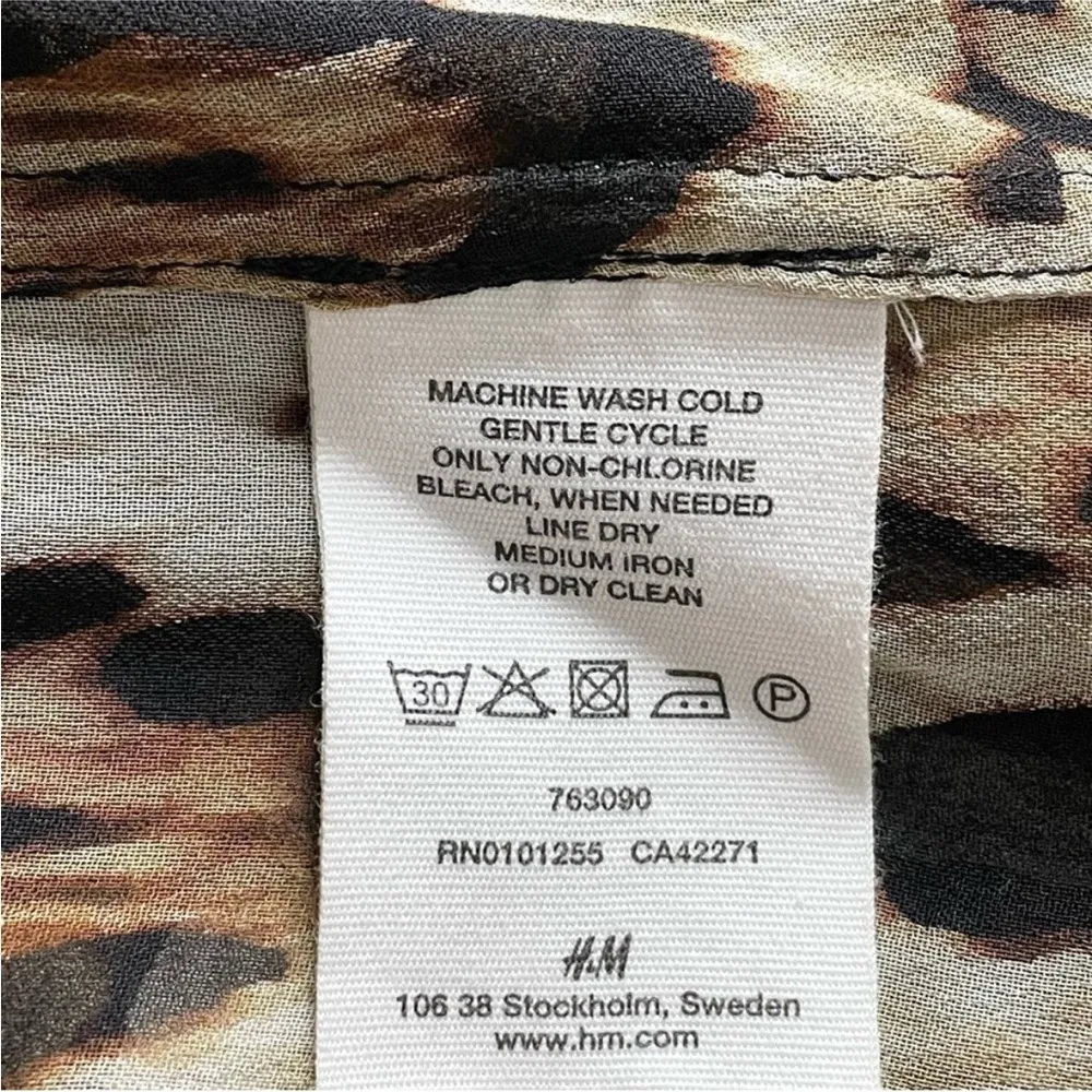 Roberto Cavalli X H&M 100% Silk Off Shoulder
Sheer Ruffle Leopard Print Dress - Image 10