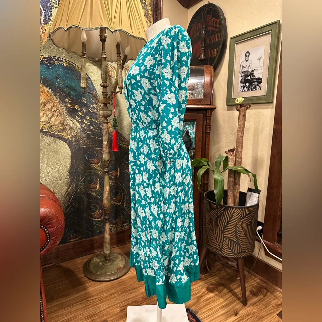 EUC VINTAGE Jonathan Martin Blue A-Line Dress with Bishop Sleeves - Image 3