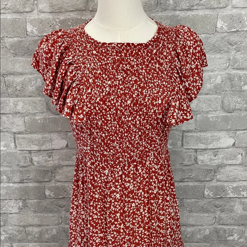Old Navy Red Rust Floral Dress - Image 2