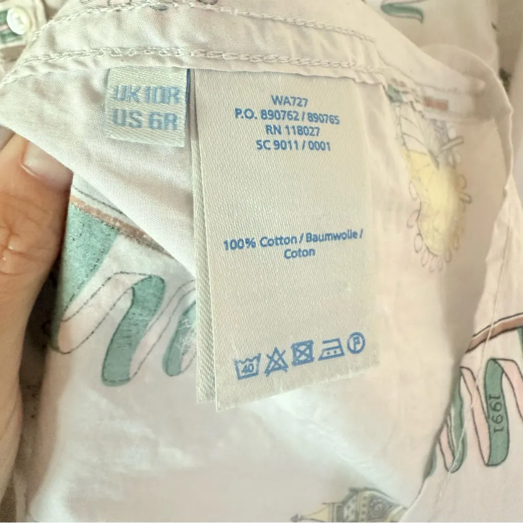 Boden London Novelty Print Classic Button Down Shirt US6 Gray Size 6 - Image 6