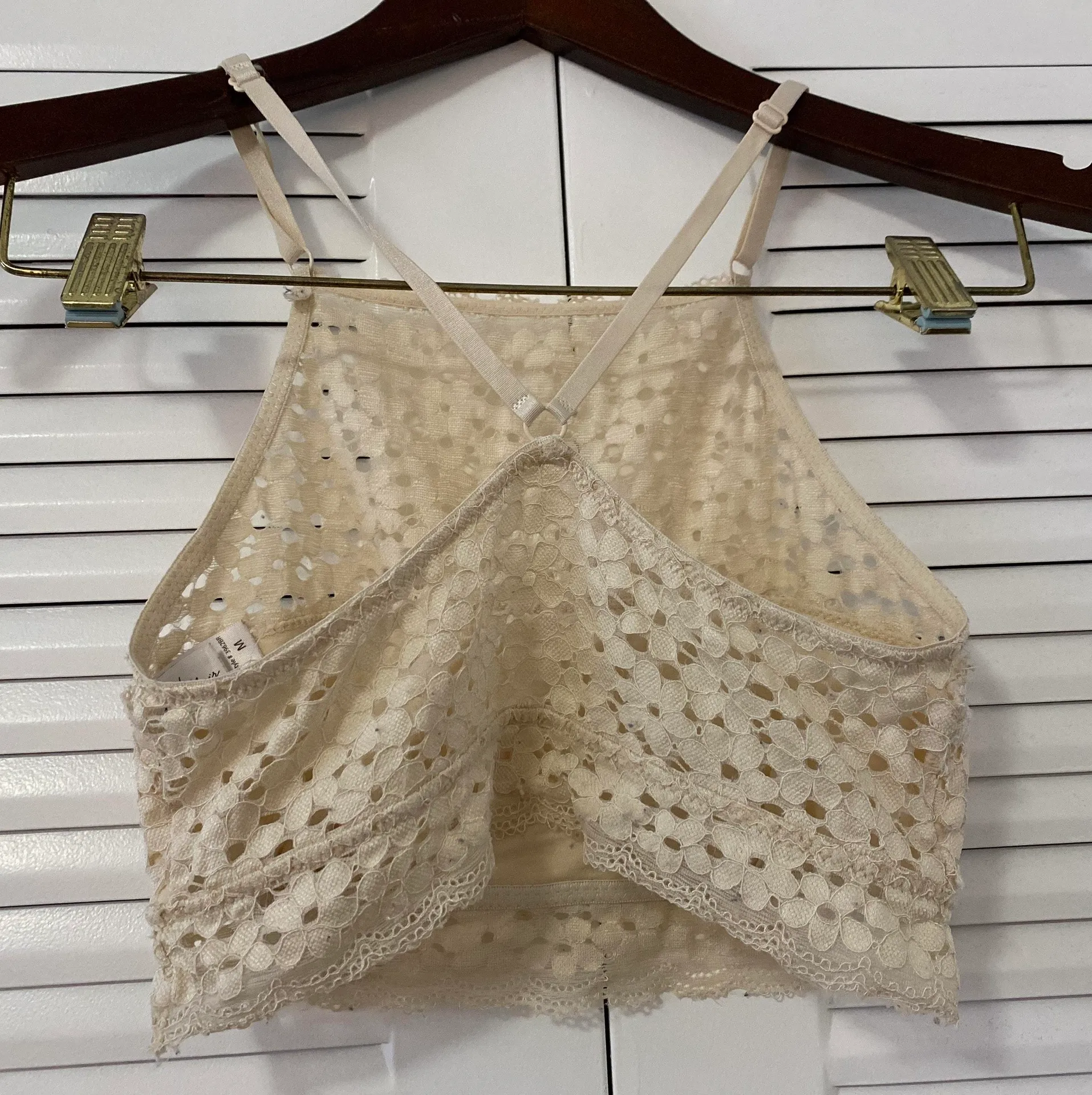 Lace Crop Top 👑 Tan Size M - Image 2