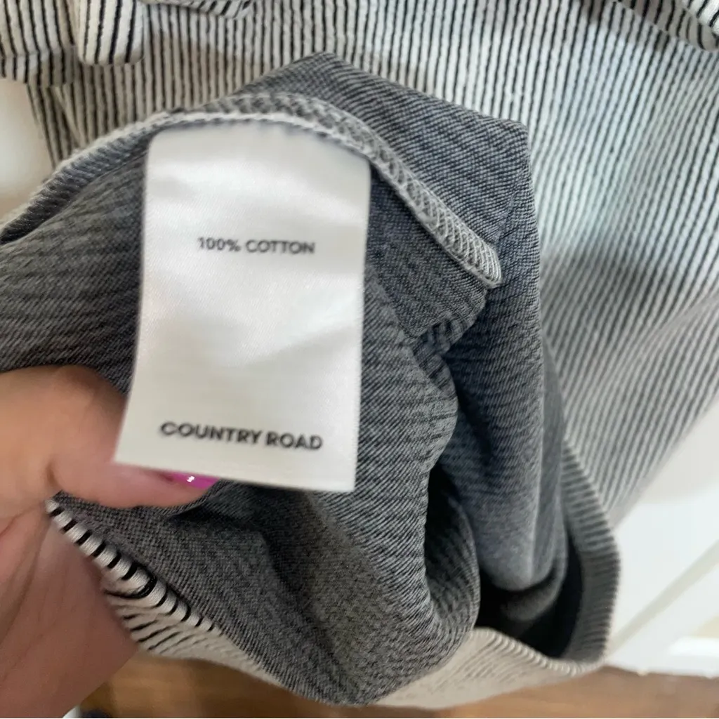 Country Road Black and‎ White Stripes Midi Peplum Dress Size Small - Image 4