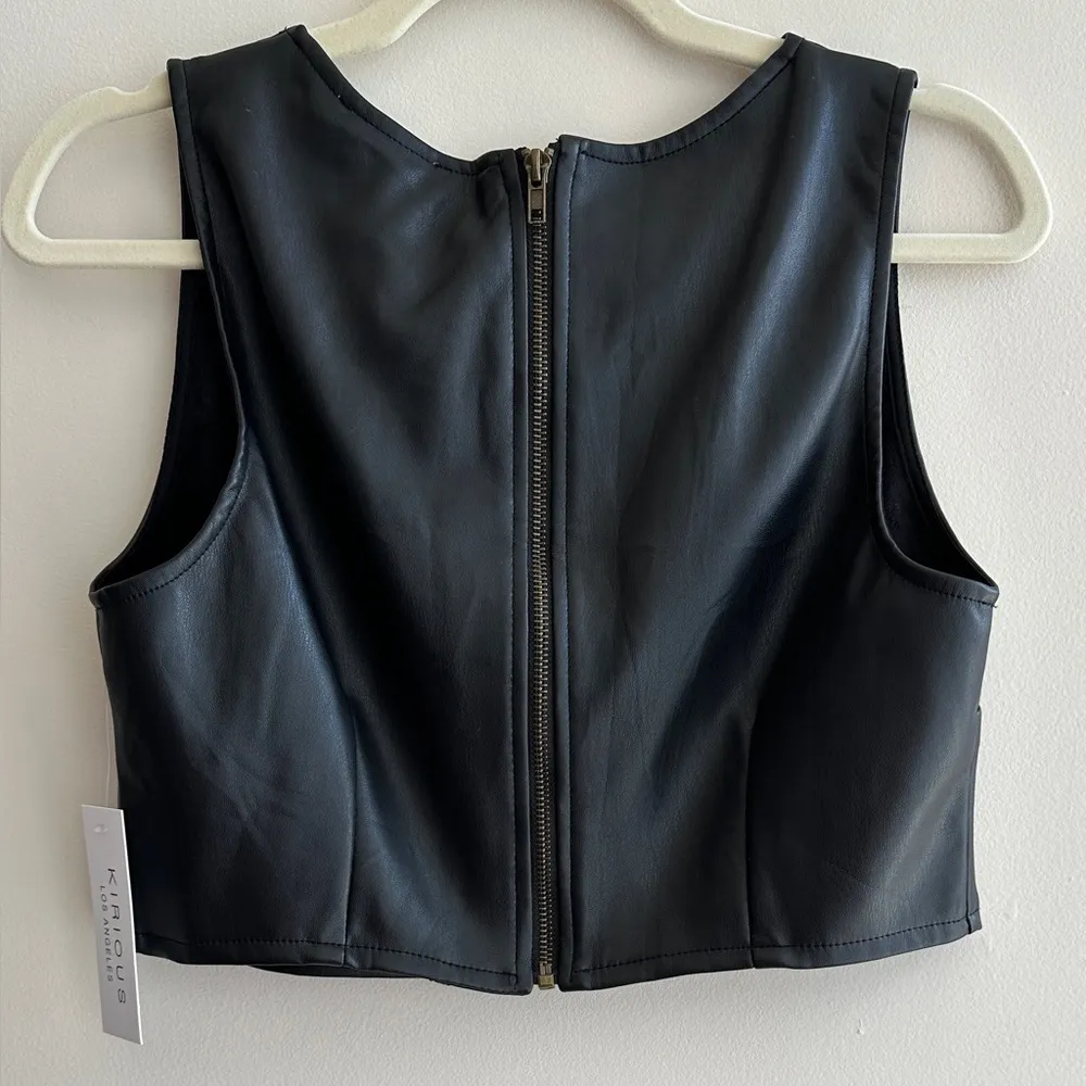 Kirious Faux Vegan Leather Cropped Tank Top, Black Tank, Women’s Size Large - Image 14