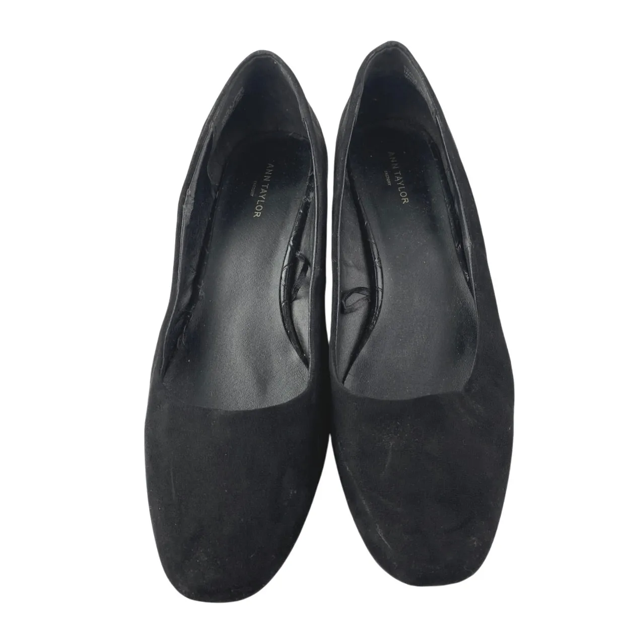 Ann Taylor Women's Black Suede Almond Toe Block Heel Slip On Pumps Shoes Sz 8.5 - Image 2