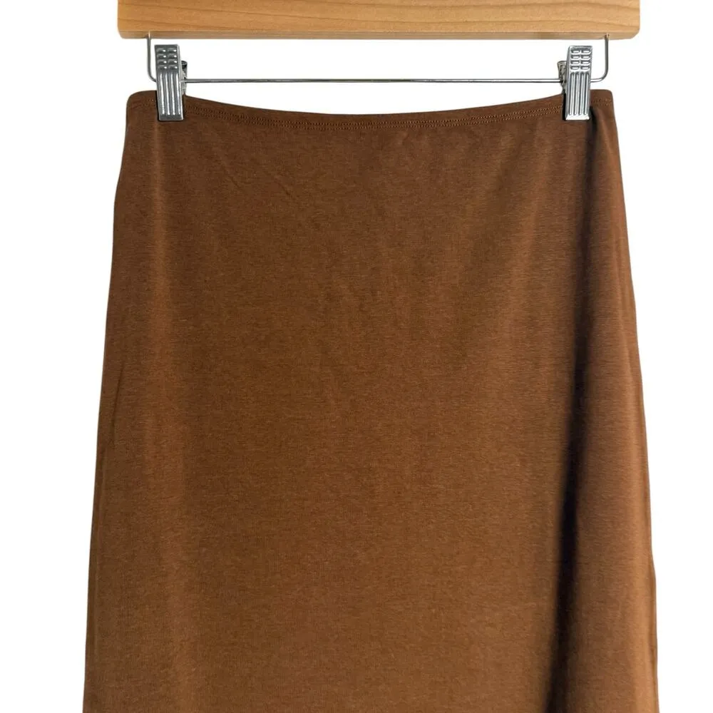 WeWoreWhat Pull-On Saddle Brown Jersey Midi Skirt Size Small - Image 3