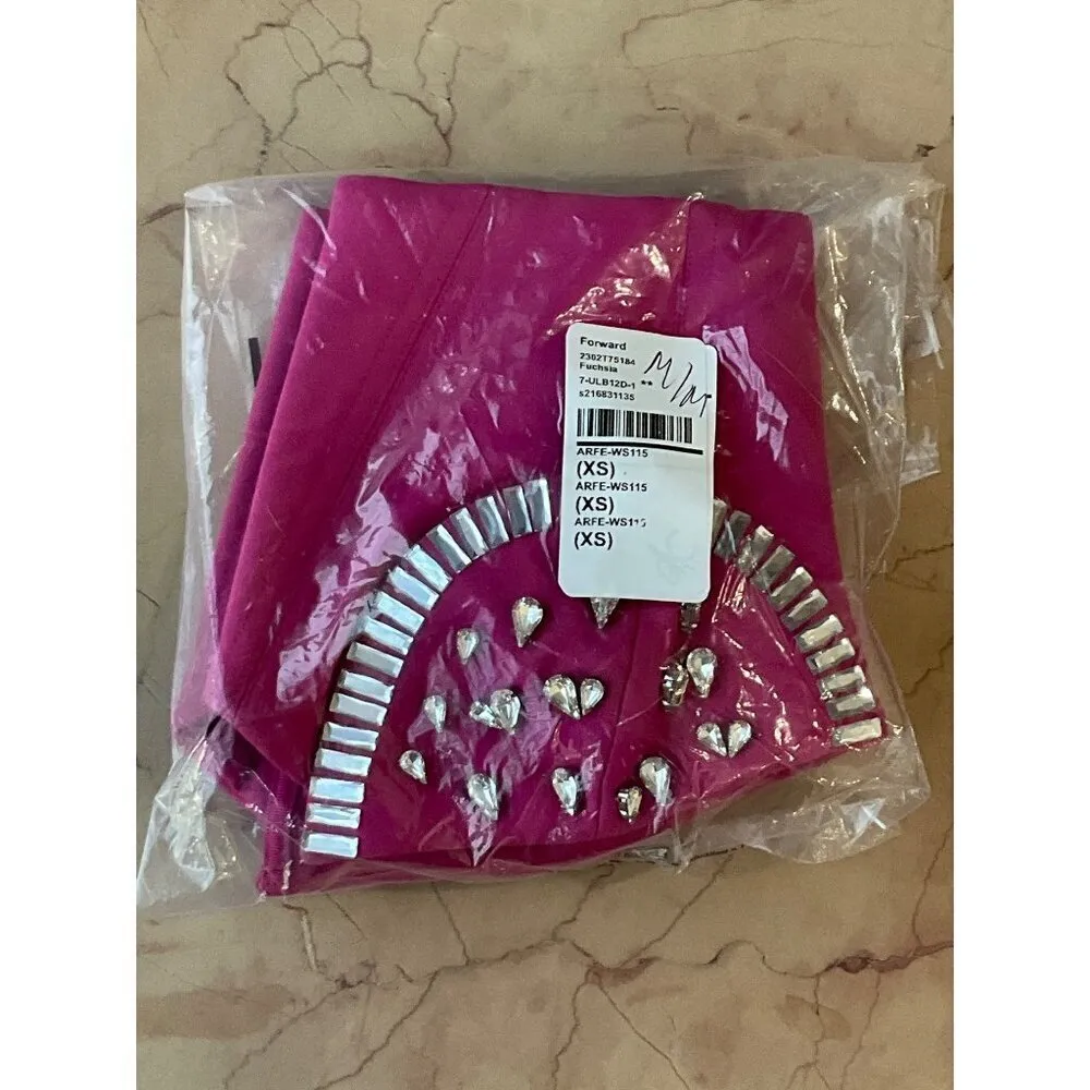AREA Crystal Watermelon Cup Bustier Top in Fuchsia XSmall New Womens Corset Pink Size XS - Image 8