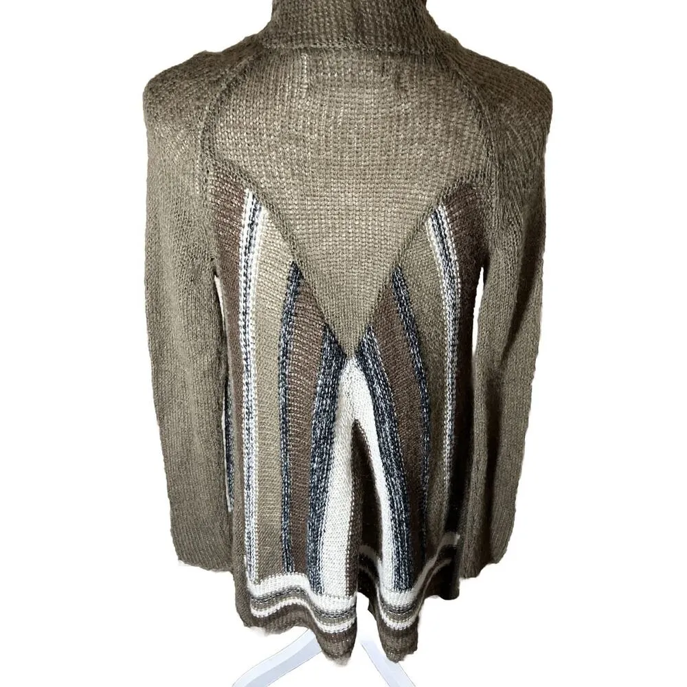 Aventura wool mohair blend Cardigan Sweater Brown Striped women's S Lagenlook - Image 7