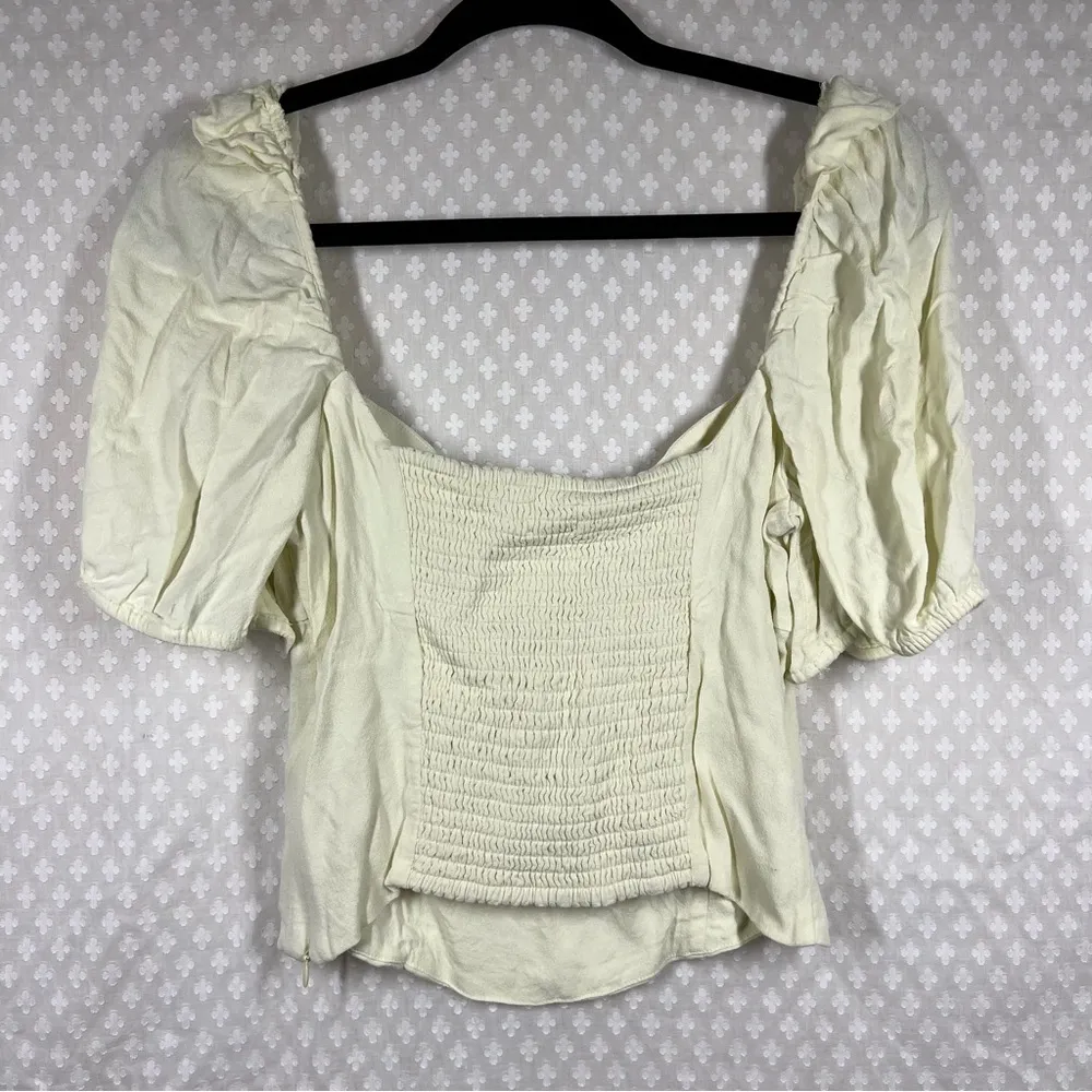 Wilfred‎ Butter Yellow Novella Smocked Puff Short Sleeve Top - Image 6