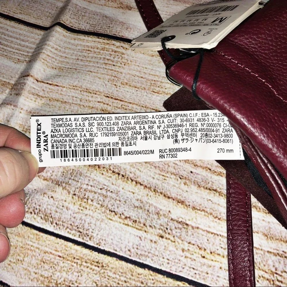 NWT ZARA Gathered Burgundy Crossbody Leather Bag - Image 11