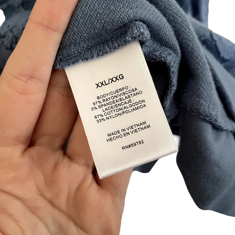 Adrianna Papell blue lace long sleeved top blouse comfortable classic shirt - Image 5