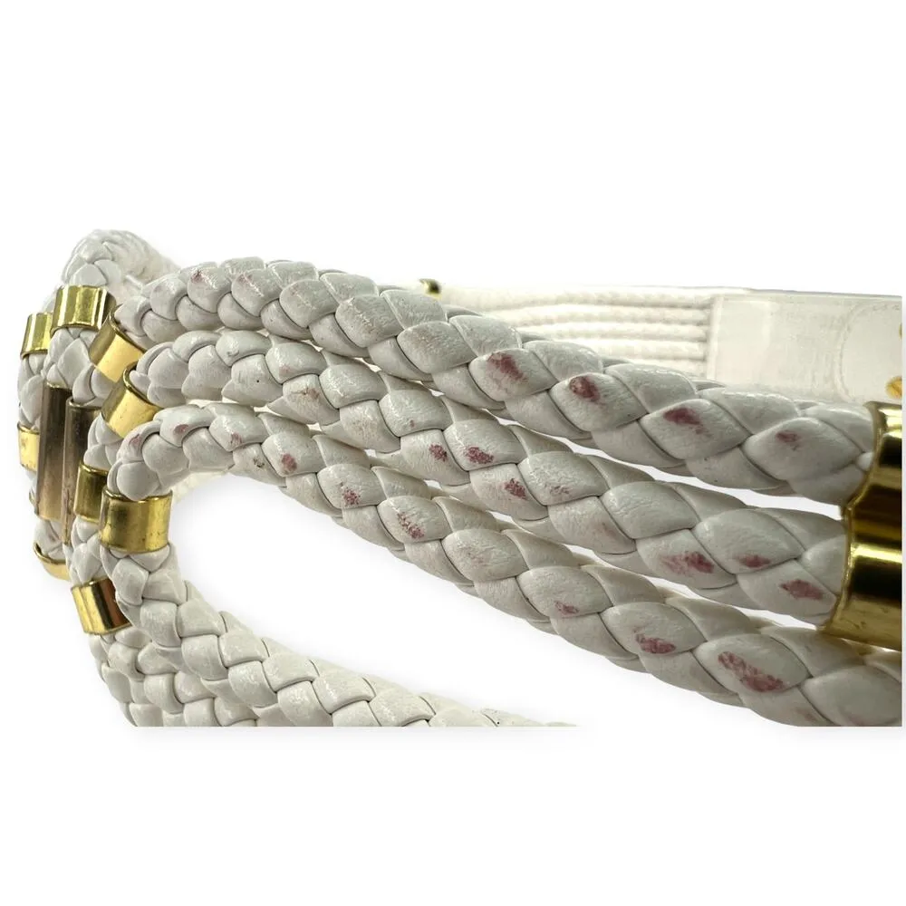 Vintage 80's Roberto Cavalli M / 37"  Woven Braided Gold Accent Wide Belt - Image 5