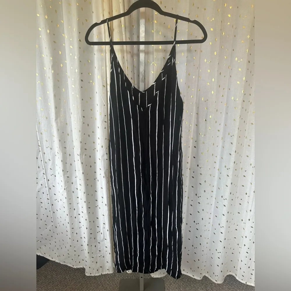 ASOS Cami Slip V Neckline Spaghetti Straps Side Slit Stripe Flowy Midi Dress 12 - Image 6