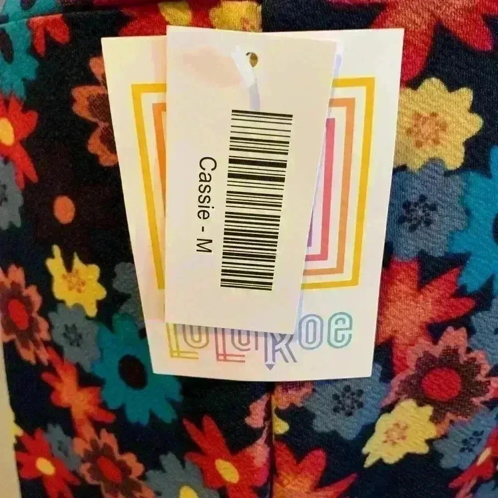 LuLaRoe  Navy/Multi-Colored Flowered Skirt - Image 4