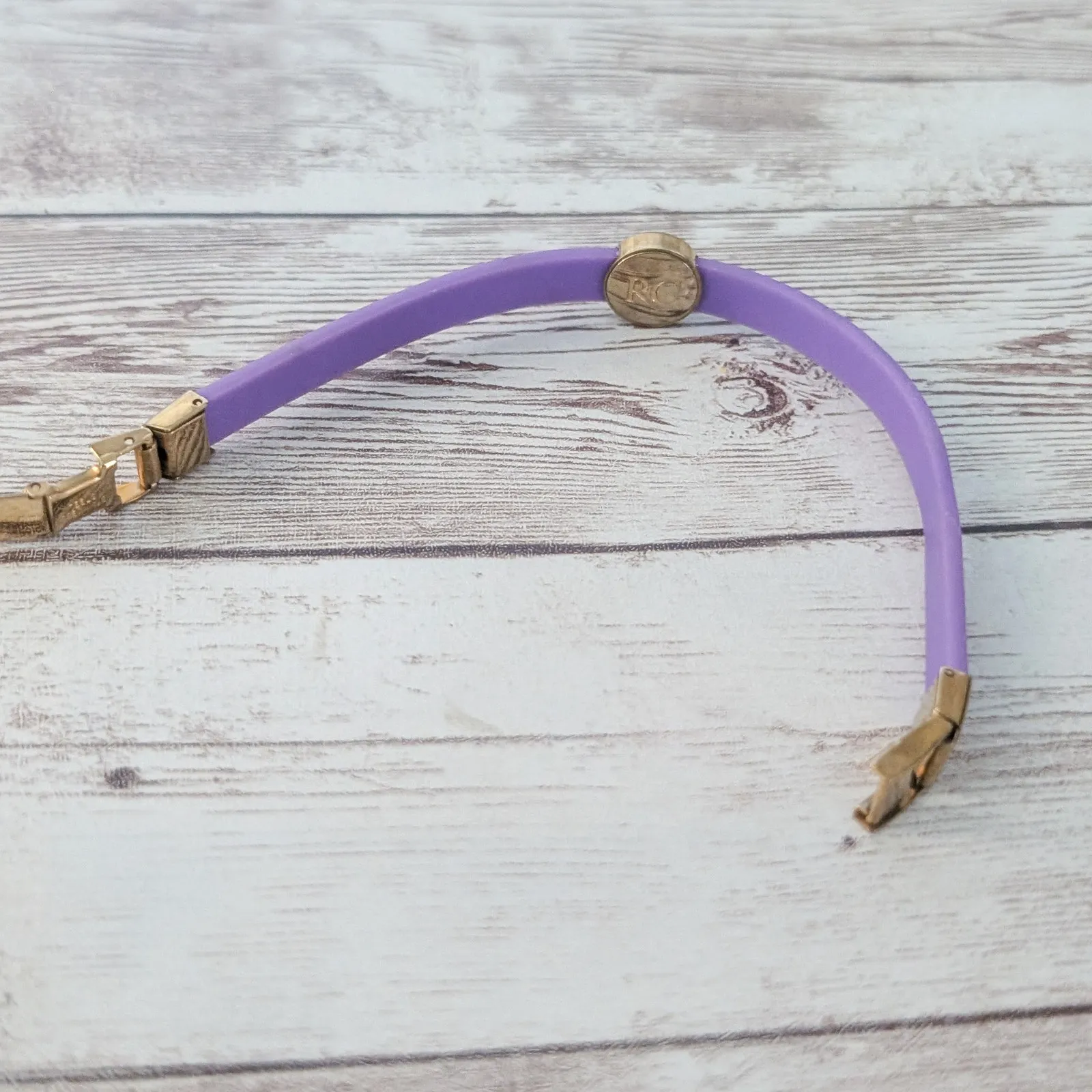 Rustic Cuff Purple Silicone Bracelet with RC Charm - Image 6