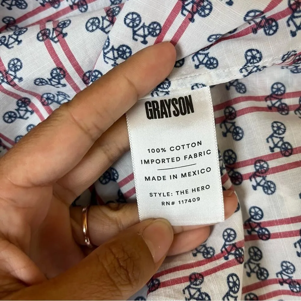 Anthropologie Grayson The Hero Buttondown in Bicycle Print Blue Size L - Image 7