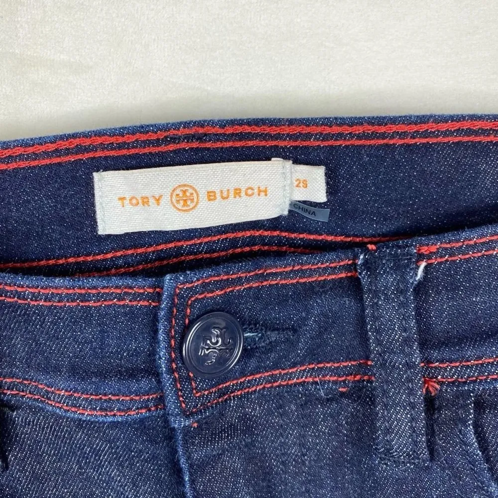 Tory Burch Laila Skinny Dark Wash With Chain Detailed Jeans Size 29 - Image 40
