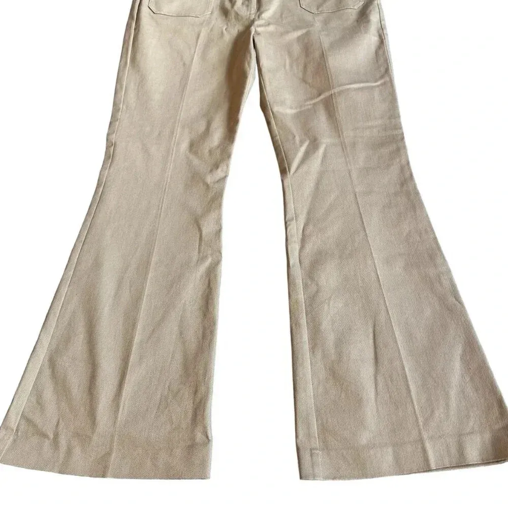 Reiss Aspen Patch Pocket Khaki Flare Pants Stretch Twill Cotton Size 14 Women's - Image 6
