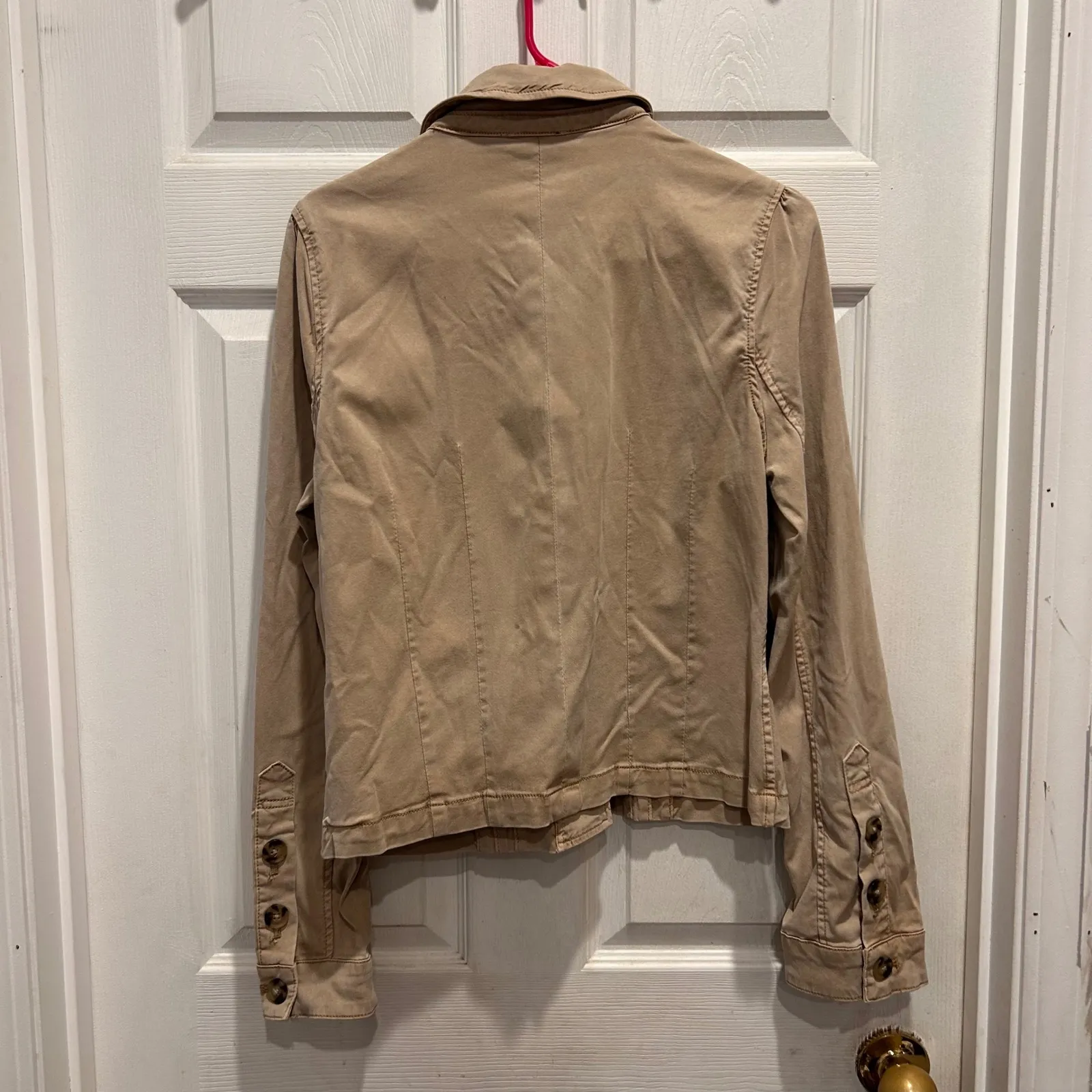 PAIGE Pacey Vintage Suntan Tan Utility Jacket Button Front Lyocell Women Size L - Image 6